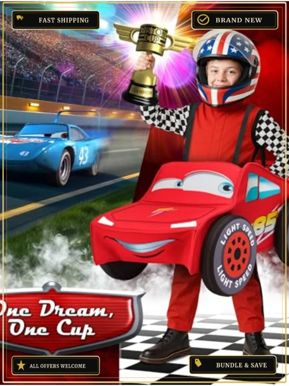 Turbo Race Car Boys Halloween Costume Kids Lightning Driver Pretend Play